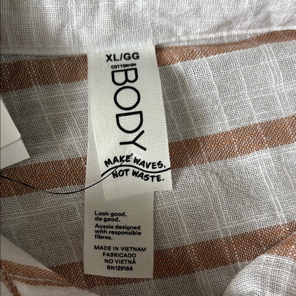 NWT Cotton-On Body White and Tan Striped Beach Cover Up Size XL - Picture 6 of 10